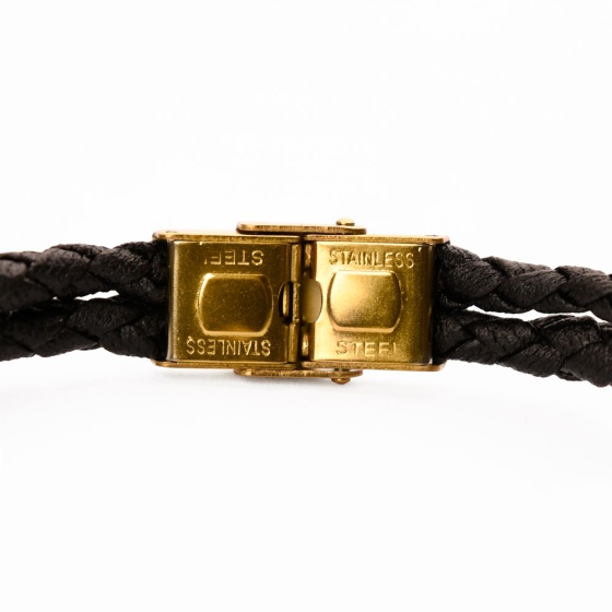 دستبند چرم طلا مردانه طرح تارا