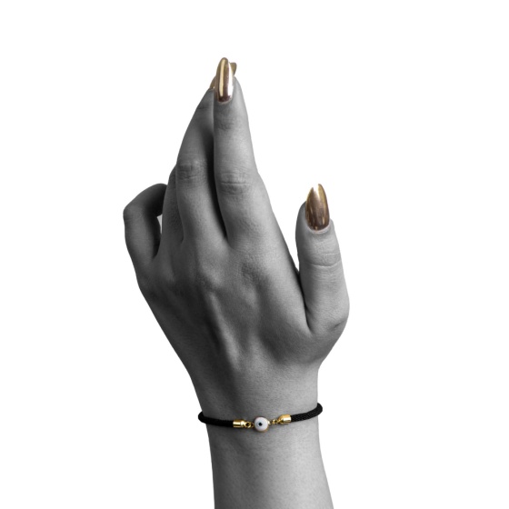 دستبند طلا زنانه طرح چشم نظر سفید