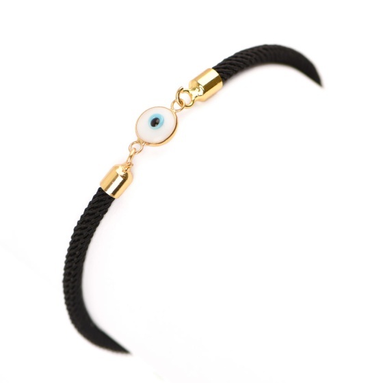دستبند طلا زنانه طرح چشم نظر سفید