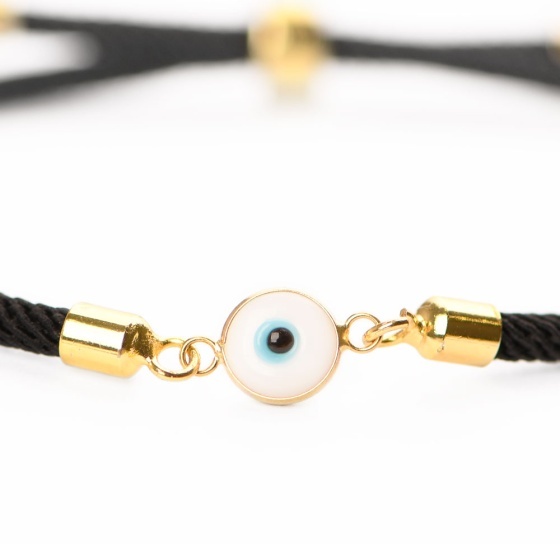 دستبند طلا زنانه طرح چشم نظر سفید