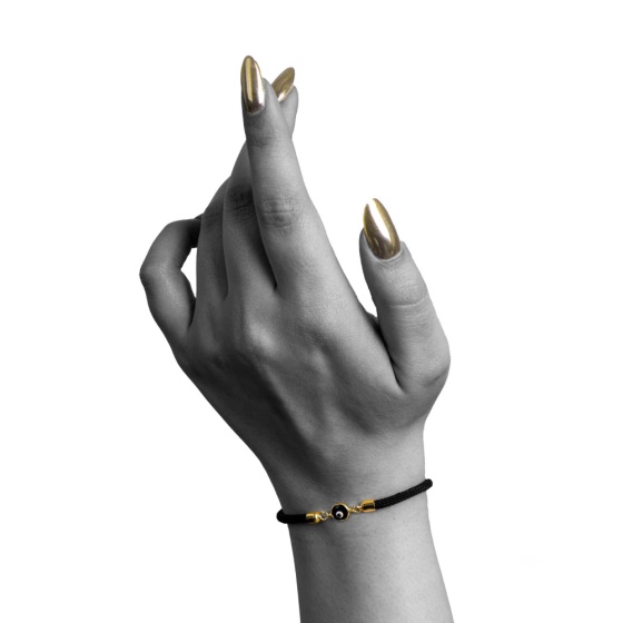 دستبند طلا زنانه طرح چشم نظر سرمه ای