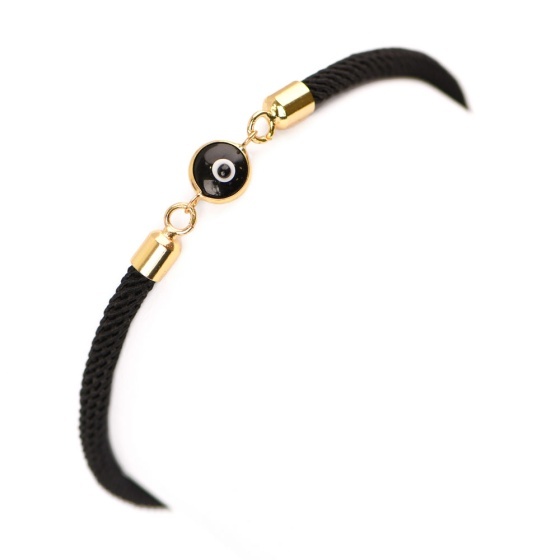 دستبند طلا زنانه طرح چشم نظر سرمه ای