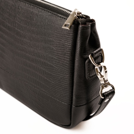 کیف دوشی زنانه چرم طرح آلین چرم لیزارد مشکی