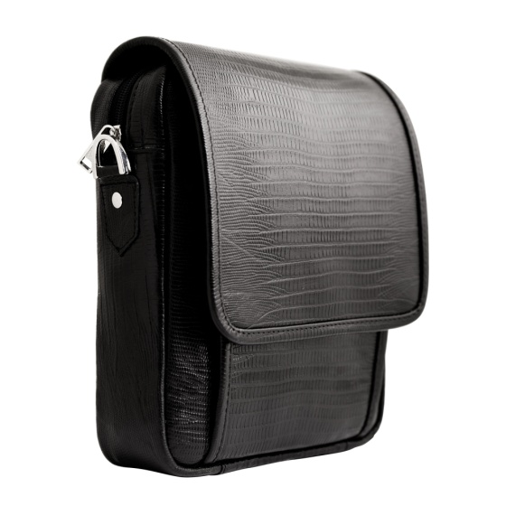 کیف کراس بادی مردانه طرح آرشام چرم لیزارد مشکی