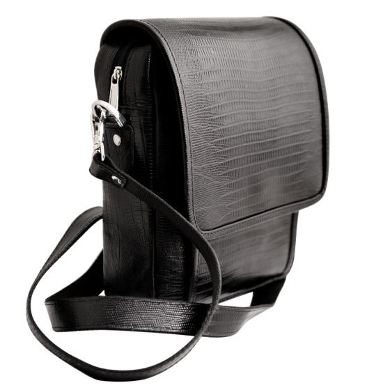 کیف کراس بادی مردانه طرح آرشام چرم لیزارد مشکی