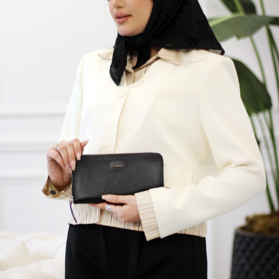 کیف پول زنانه چرم فلوتر مشکی