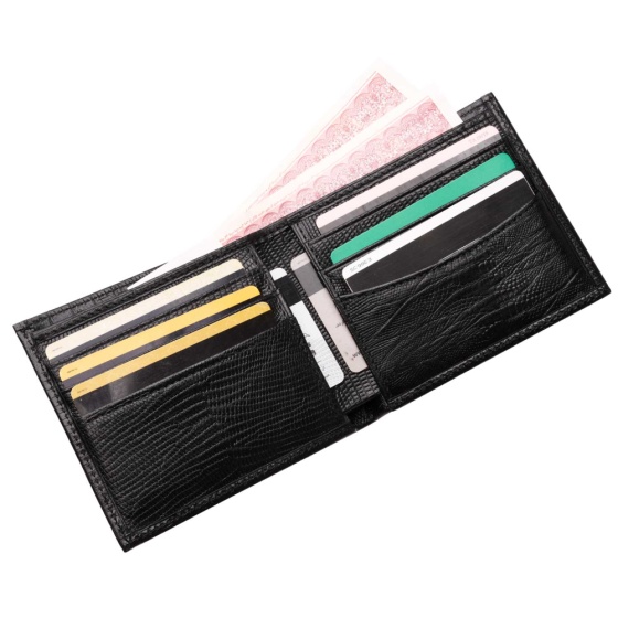 کیف پول جیبی چرم لیزارد مشکی