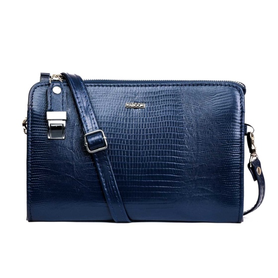 کیف دوشی زنانه طرح دیوا چرم سرمه ای لیزارد