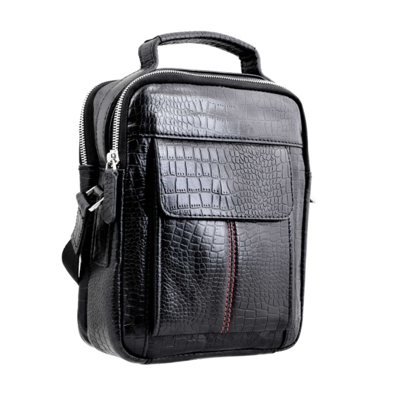 کیف کراس بادی مردانه طرح سیاوش چرم مشکی کروکودیل