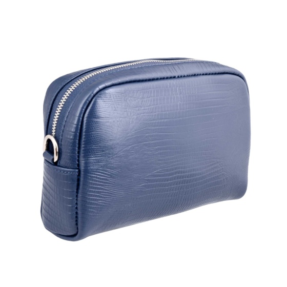 کیف دوشی زنانه طرح مینو چرم سرمه ای لیزارد