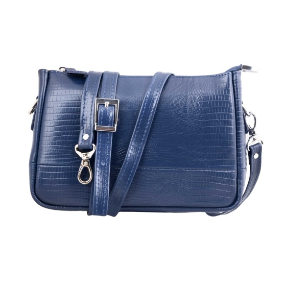 کیف دوشی زنانه چرم طرح آلین چرم لیزارد سرمه ای