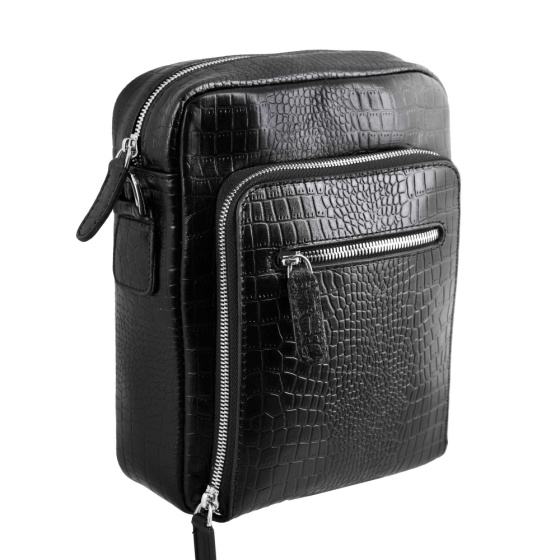 کیف کراس بادی مردانه طرح هامون چرم کروکو مشکی