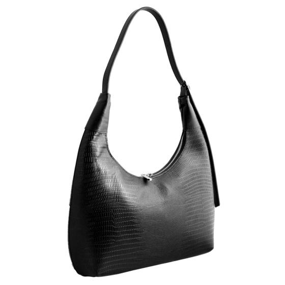 کیف زنانه مجلسی ارکیده چرم لیزارد مشکی