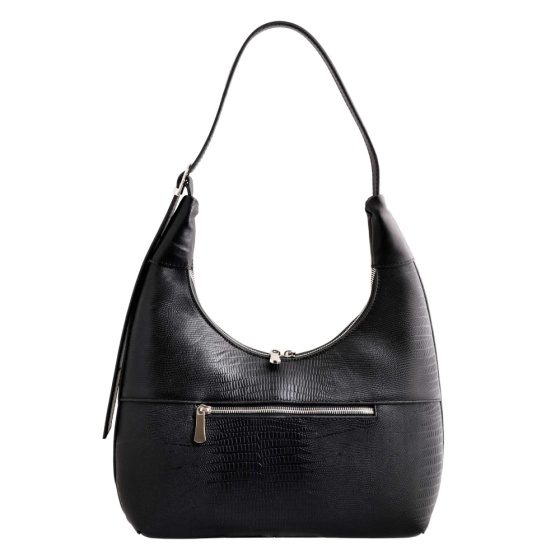 کیف زنانه مجلسی ارکیده چرم لیزارد مشکی