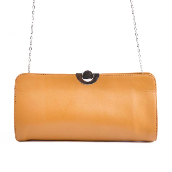 کیف دوشی زنانه کد 5054 چرم ساده خردلی