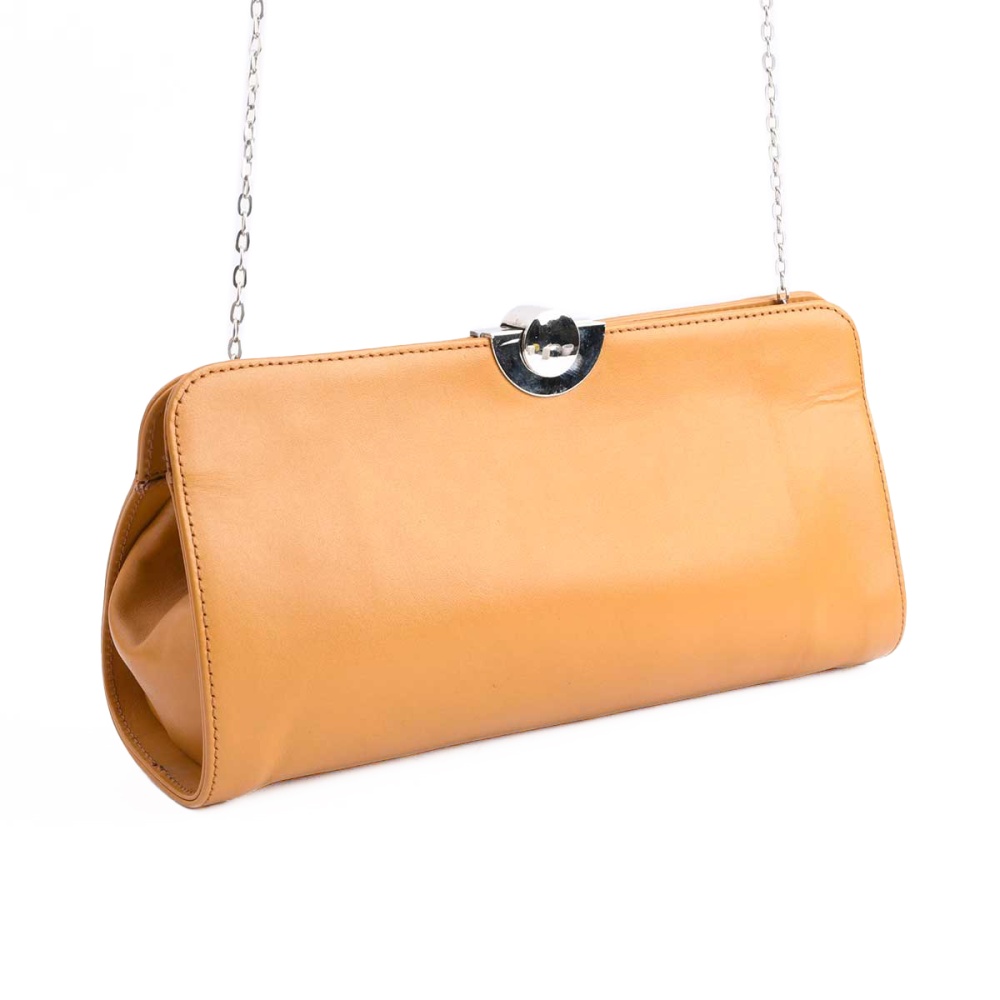 کیف دوشی زنانه کد 5054 چرم ساده خردلی G1