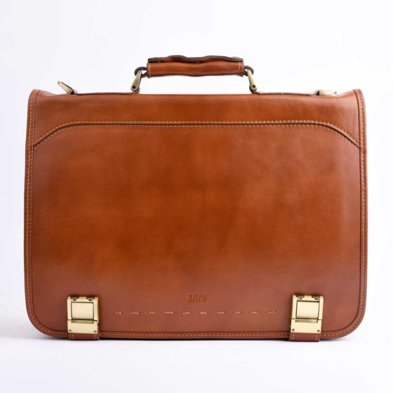 کیف اداری طرح قفل از زیر چرم ساده عسلی