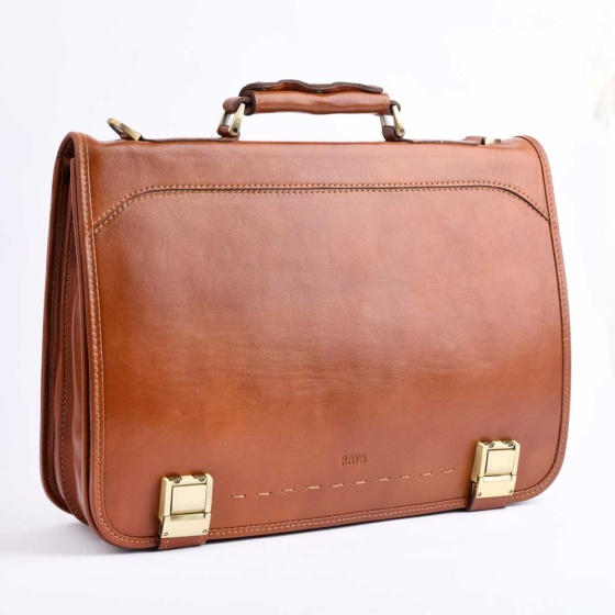 کیف اداری طرح قفل از زیر چرم ساده عسلی