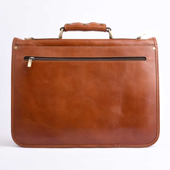 کیف اداری طرح قفل از زیر چرم ساده عسلی