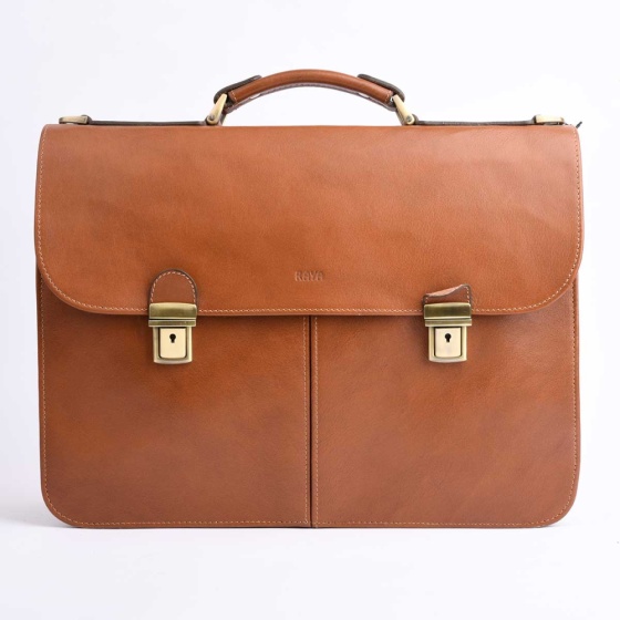 کیف اداری پتروس چرم ساده عسلی