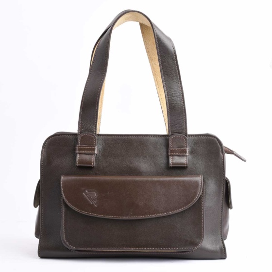 کیف مجلسی زنانه طرح الیسا چرم ساده قهوه ای