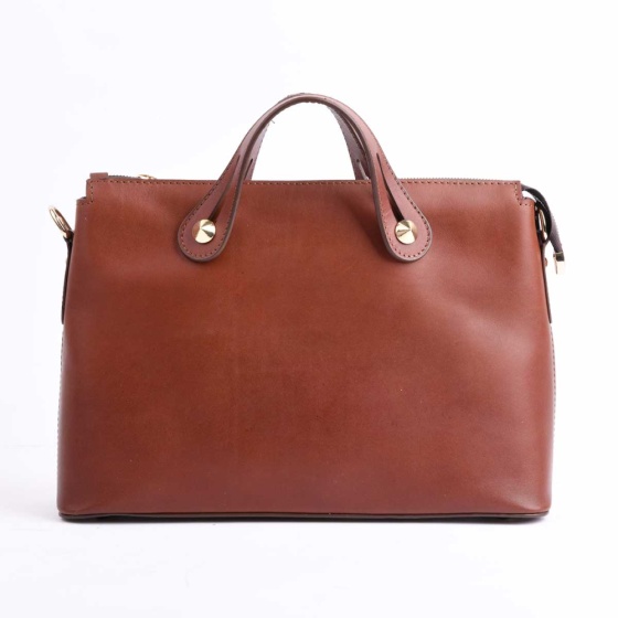 کیف مجلسی زنانه طرح افروز چرم ساده عسلی