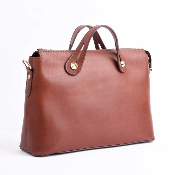 کیف مجلسی زنانه طرح افروز چرم ساده عسلی