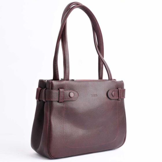 کیف زنانه مجلسی فربار چرم فلوتر زرشکی