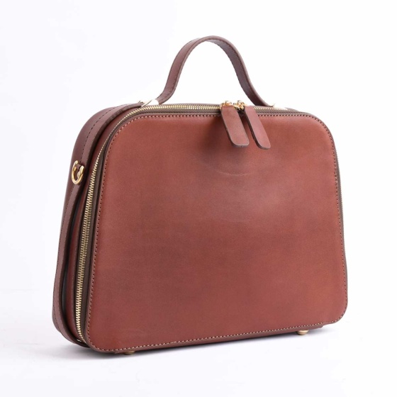 کیف زنانه مجلسی طرح تینا چرم ساده عسلی