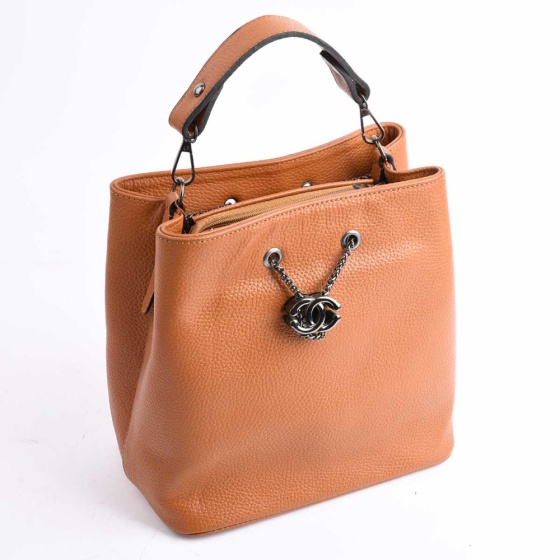 کیف مجلسی زنانه شانل چرم فلوتر عسلی