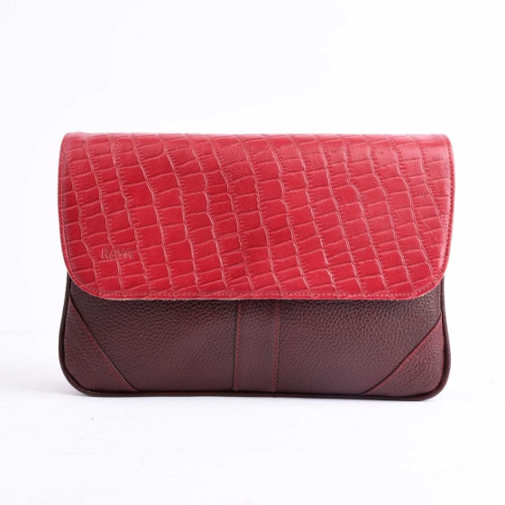 کیف دوشی زنانه طرح شیما چرم زرشکی فلوتر