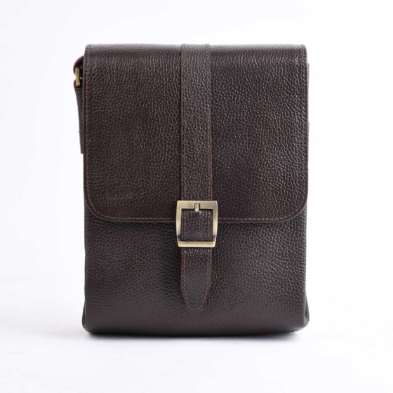 کیف کراس بادی مردانه طرح سپنتا چرم فلوتر قهوه ای