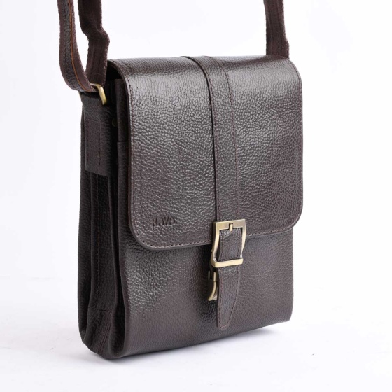 کیف کراس بادی مردانه طرح سپنتا چرم فلوتر قهوه ای