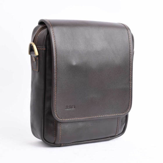 کیف کراس بادی مردانه طرح آرشام چرم ساده قهوه ای