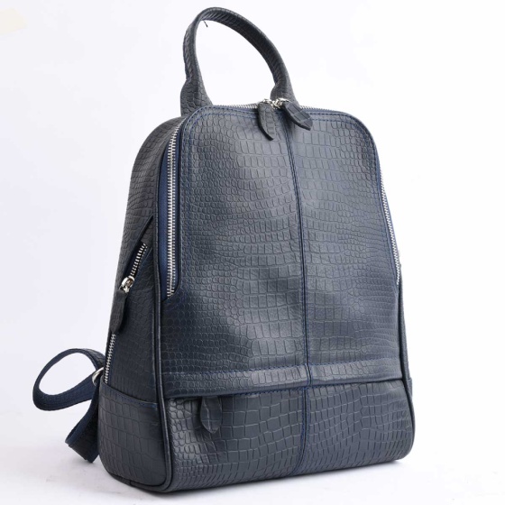 کوله پشتی طرح داریا چرم کروکو سرمه ای B3