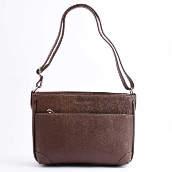 کیف دوشی زنانه طرح رویال چرم فلوتر قهوه ای