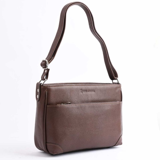 کیف دوشی زنانه طرح رویال چرم فلوتر قهوه ای