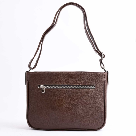 کیف دوشی زنانه طرح رویال چرم فلوتر قهوه ای