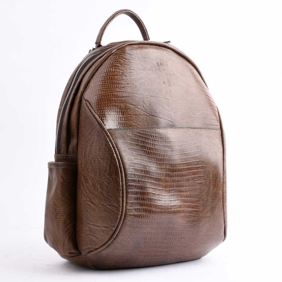 کوله پشتی زنانه یاس چرم لیزارد قهوه ای B5/E3