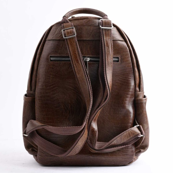 کوله پشتی زنانه یاس چرم لیزارد قهوه ای B5/E3