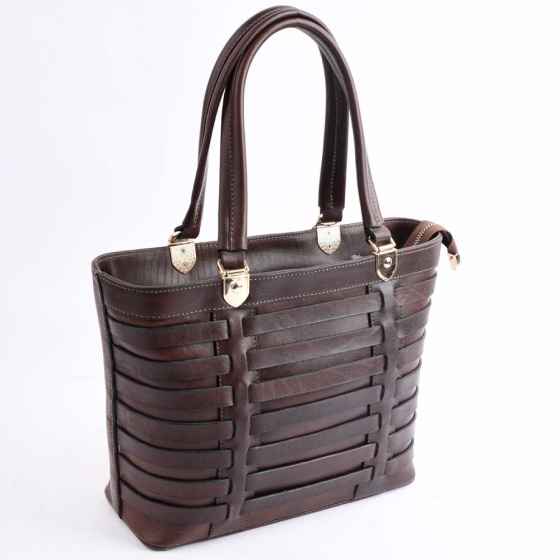 کیف مجلسی زنانه طرح بهگل چرم ساده قهوه ای