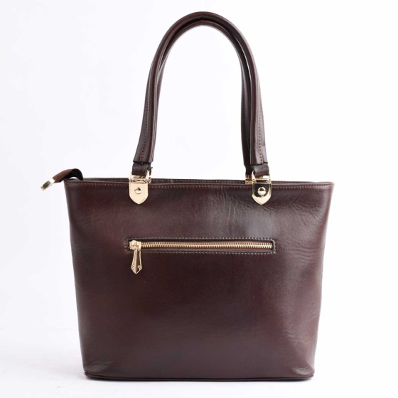 کیف مجلسی زنانه طرح بهگل چرم ساده قهوه ای