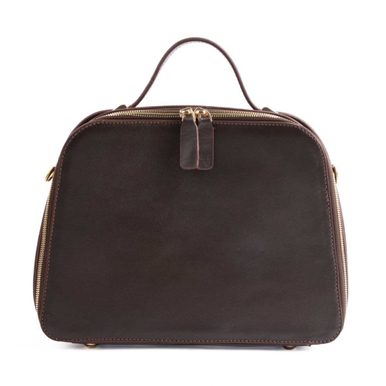 کیف زنانه مجلسی طرح تینا چرم ساده قهوه ای