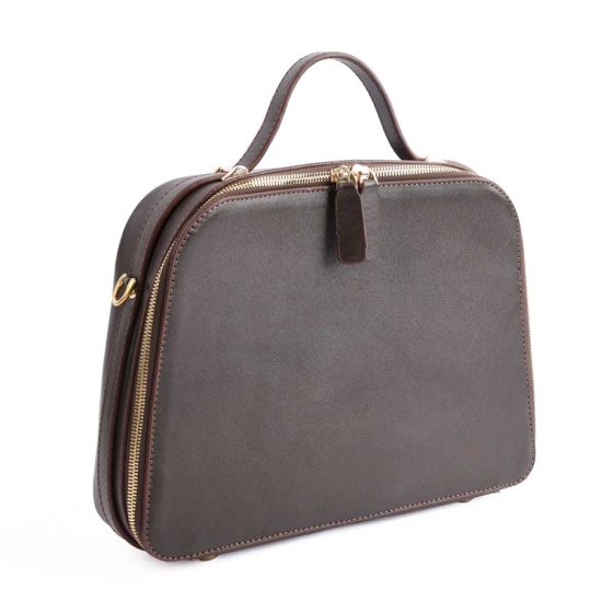 کیف زنانه مجلسی طرح تینا چرم ساده قهوه ای