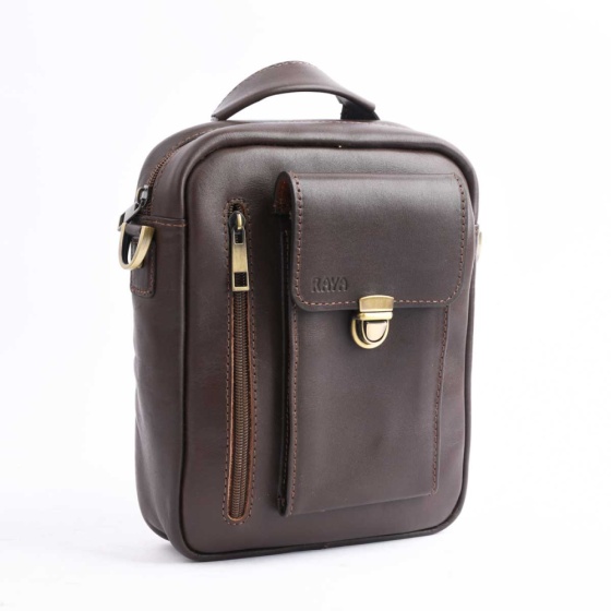 کیف کراس بادی مردانه طرح ساتیا چرم ساده قهوه ای