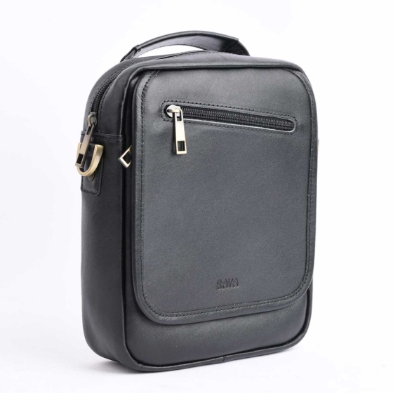 کیف کراس بادی مردانه طرح فارا چرم ساده مشکی