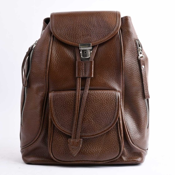 کوله پشتی کوروش چرم فلوتر قهوه ای