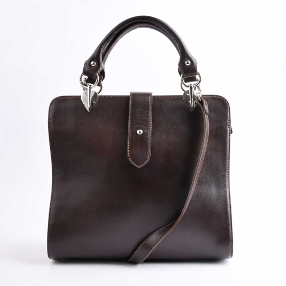 کیف مجلسی زنانه طرح آروین چرم ساده قهوه ای