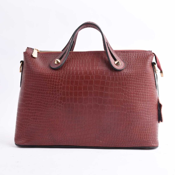 کیف مجلسی زنانه طرح افروز چرم کروکودیل زرشکی