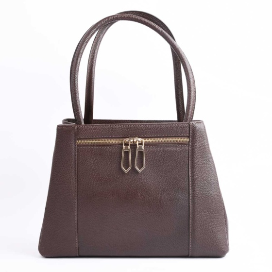 کیف مجلسی زنانه طرح آیلار چرم فلوتر قهوه ای